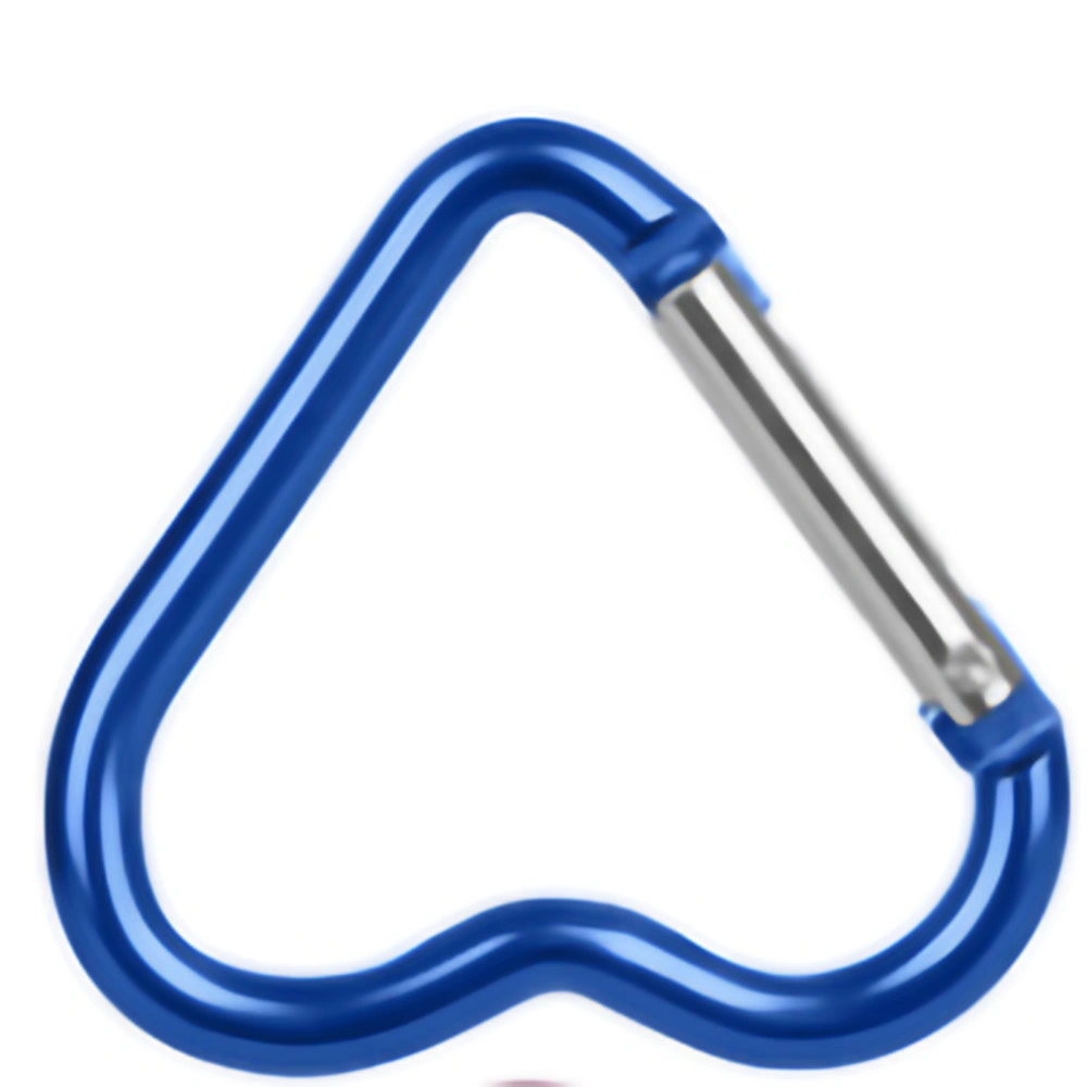 Aluminum Alloy Carabiner Heart Shaped Heavy Duty Metal Camping Hanging Buckle for Hiking Water Bottle KeychainBlue