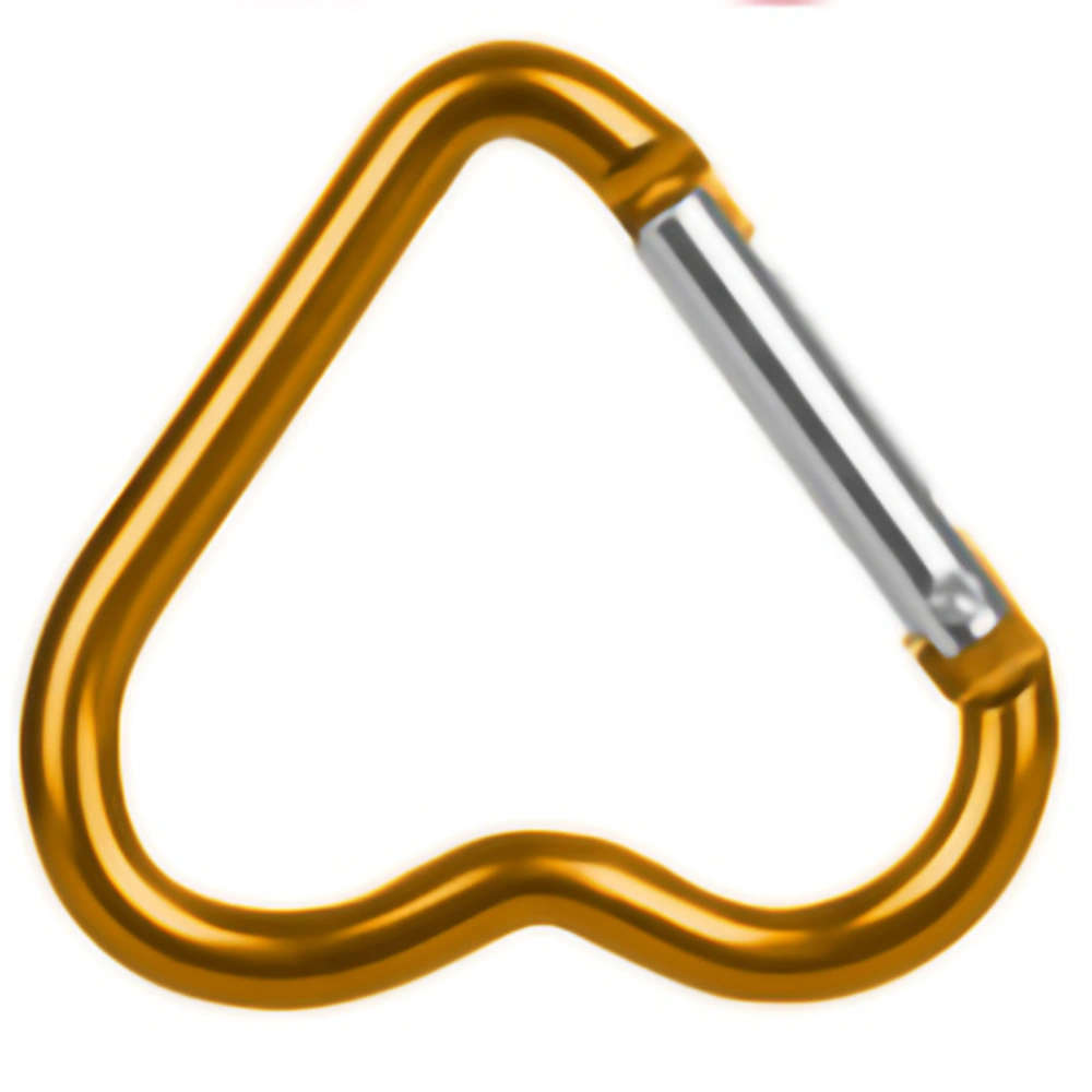 Aluminum Alloy Carabiner Heart Shaped Heavy Duty Metal Camping Hanging Buckle for Hiking Water Bottle KeychainYellow