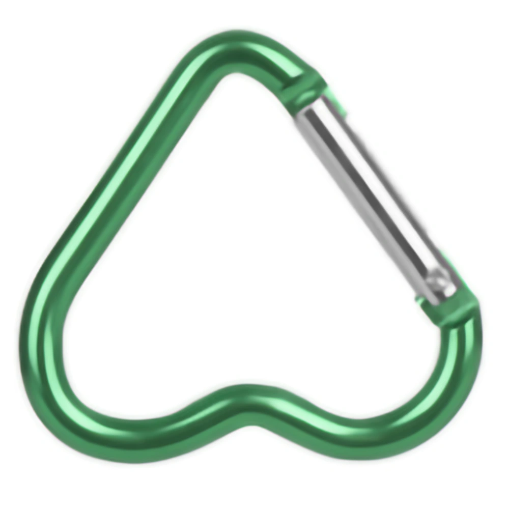 Aluminum Alloy Carabiner Heart Shaped Heavy Duty Metal Camping Hanging Buckle for Hiking Water Bottle KeychainGreen