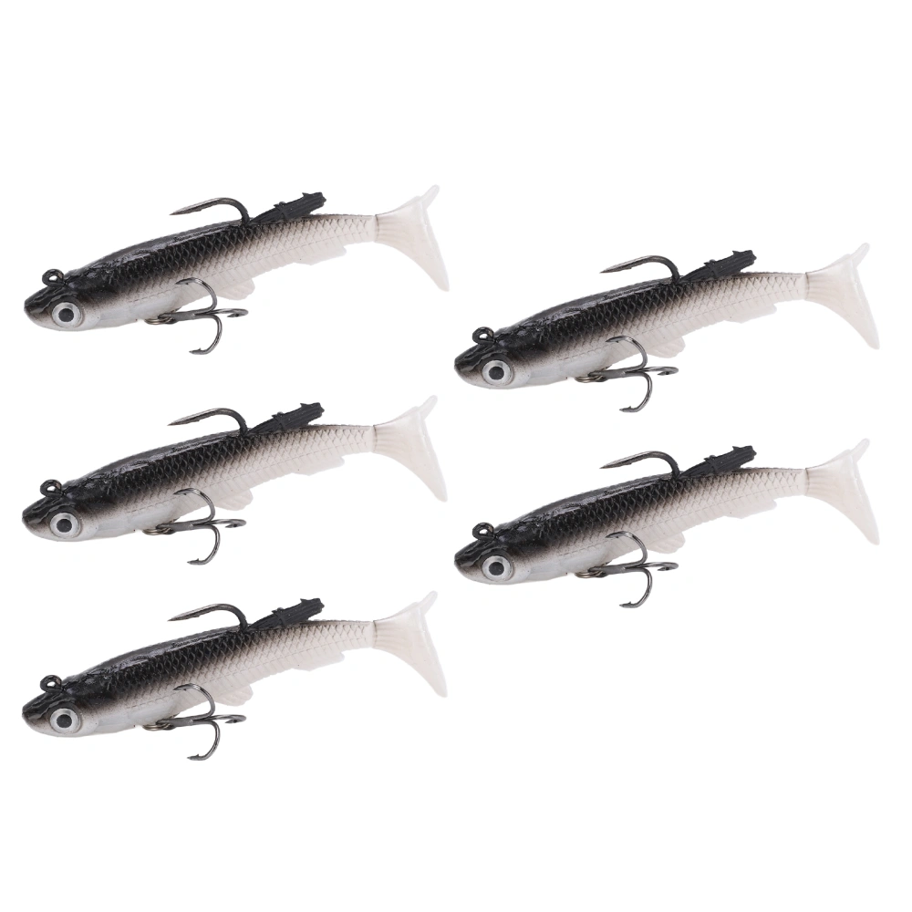 5pcs Soft Body Sinking Swimbait T Tail Soft PVC Bass Lure Trout Bait for Saltwater Freshwater Fishing