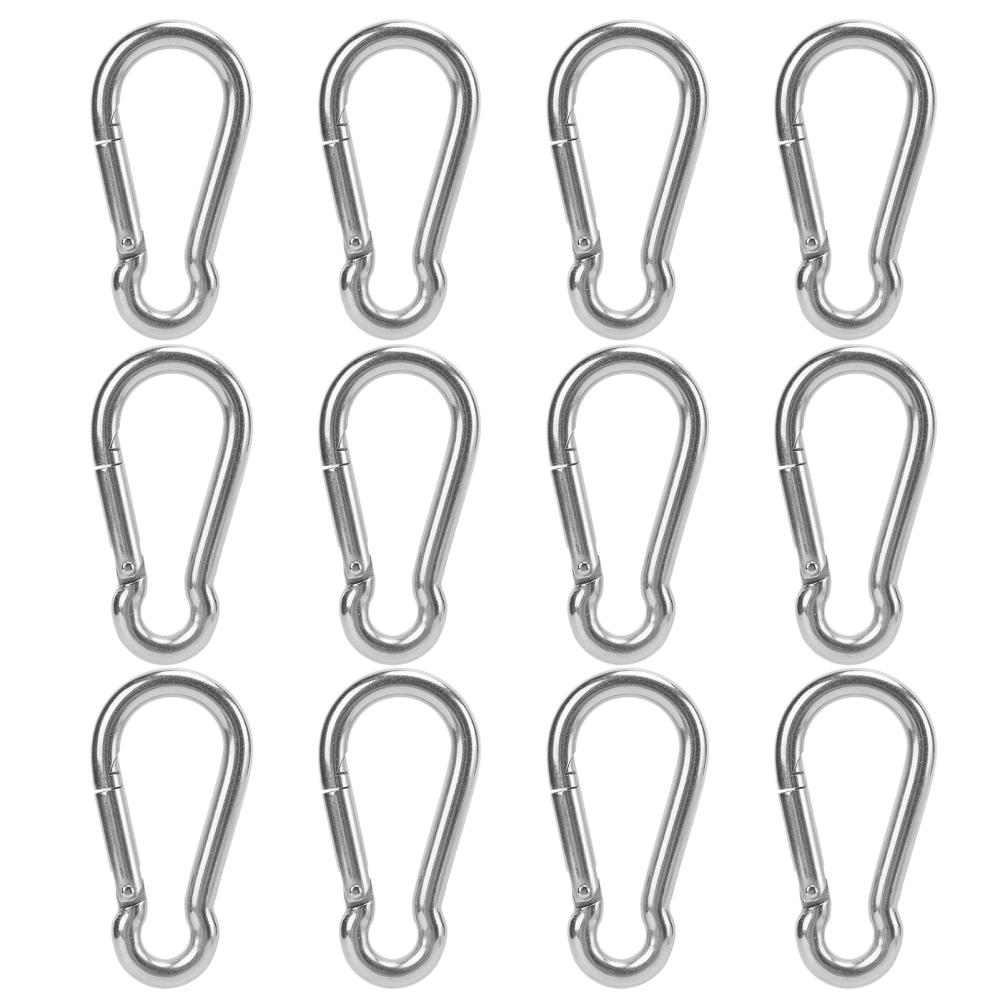 12pcs/set Stainless Steel Spring Carabiner Rustproof Keychain Quick Link Lock Buckle 8x80mm