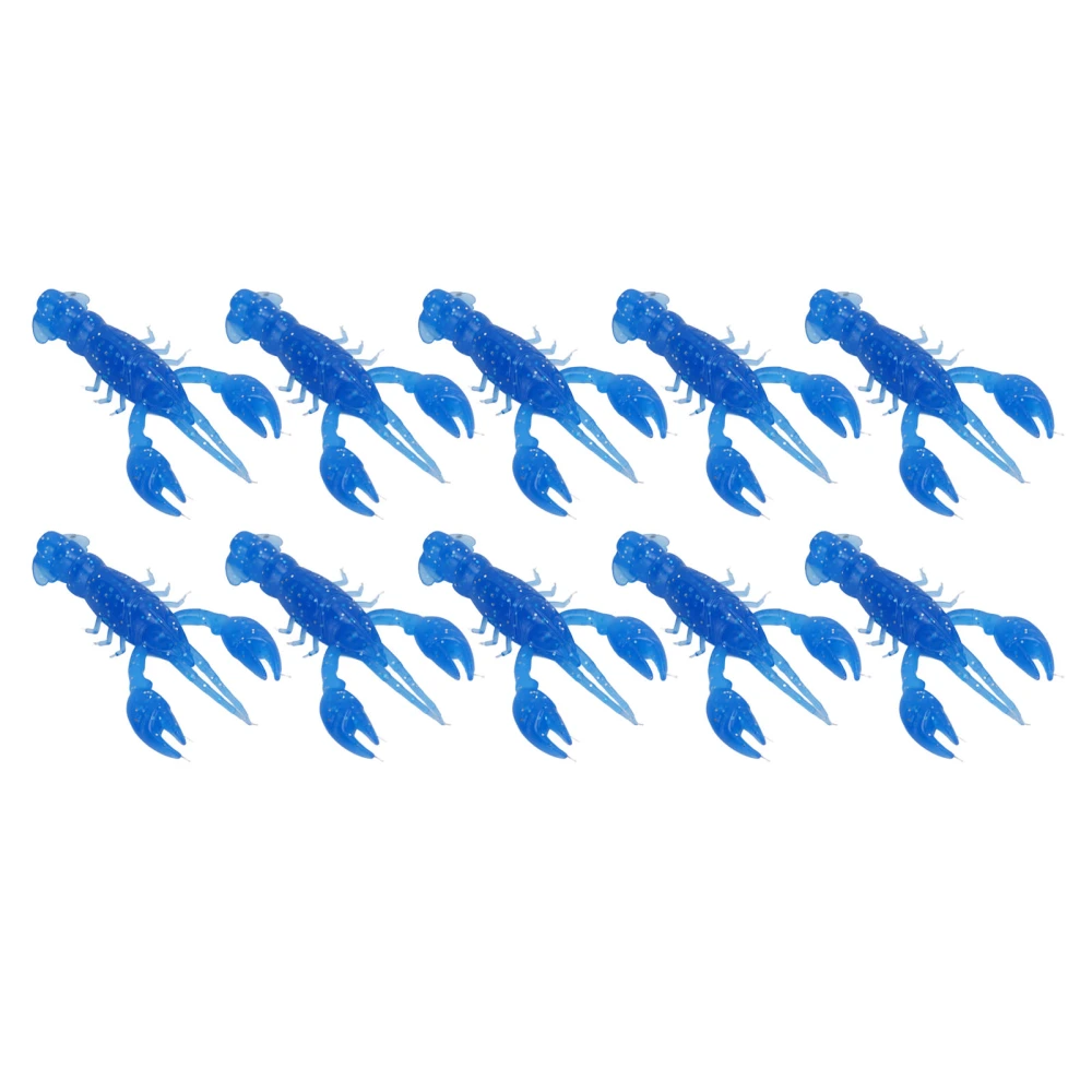 10pcs Soft Fishing Lure Crawdad Bait PVC Shrimp Artificial Soft Lure Baits for Bass FishingBlue A Pack of Ten