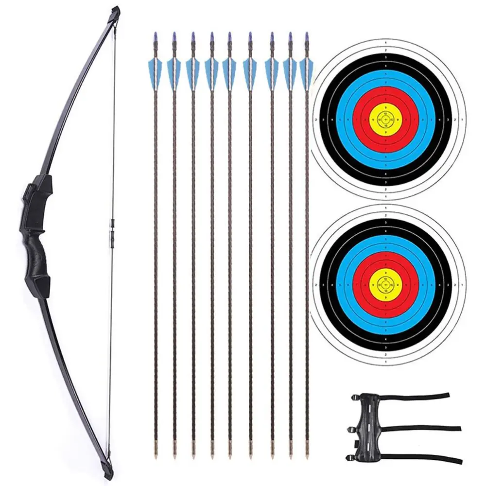 BuyWeek Bow and Arrow Set for Teenagers Archery Bow Kit with Arrows Aim Board Armguard Archery Beginner Gift for Kids Teen Adults Outdoor Sports