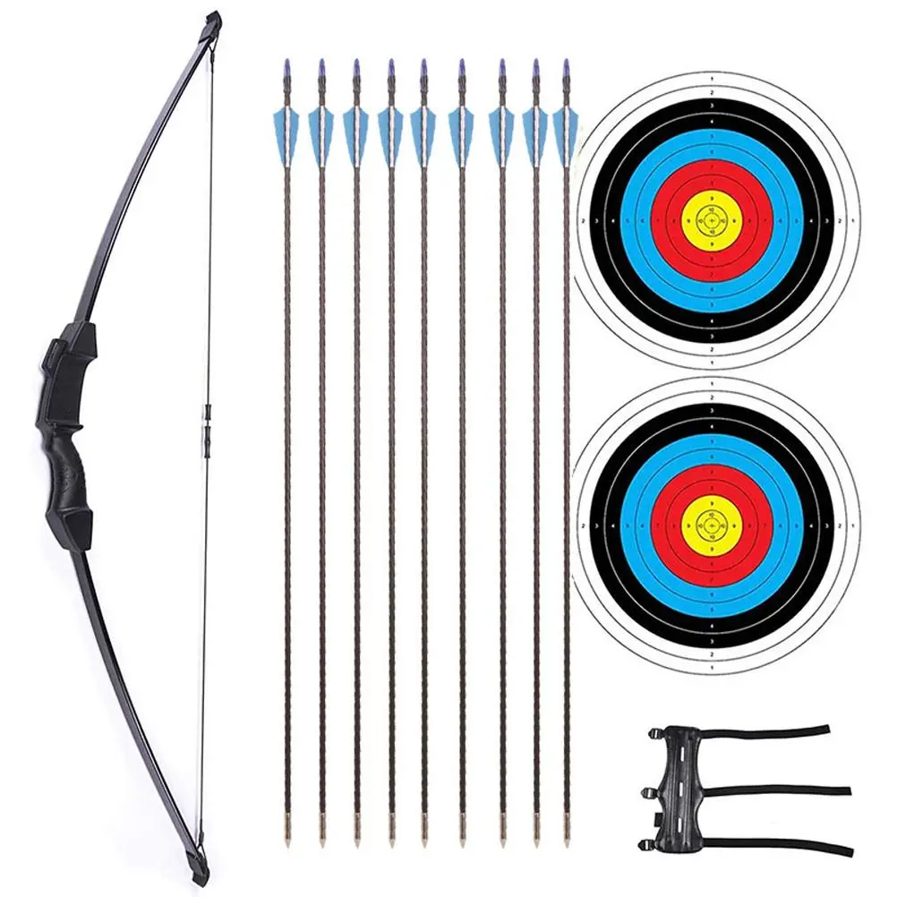 BuyWeek Bow and Arrow Set for Teenagers Archery Bow Kit with Arrows Aim Board Armguard Archery Beginner Gift for Kids Teen Adults Outdoor Sports