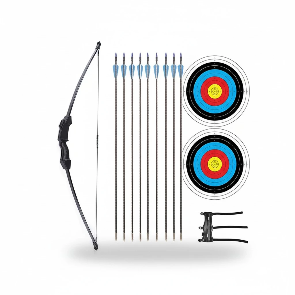 BuyWeek Bow and Arrow Set for Teenagers Archery Bow Kit with Arrows Aim Board Armguard Archery Beginner Gift for Kids Teen Adults Outdoor Sports