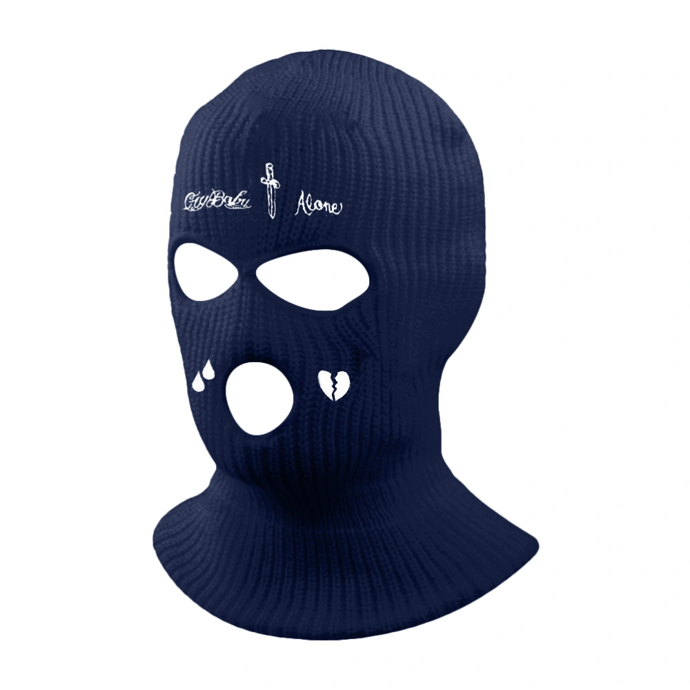 3 Holes Balaclava Knitted Face Cover Autumn Winter Breathable Warm Ski Face Cover for Men Women Outdoor Cycling Skiing Running