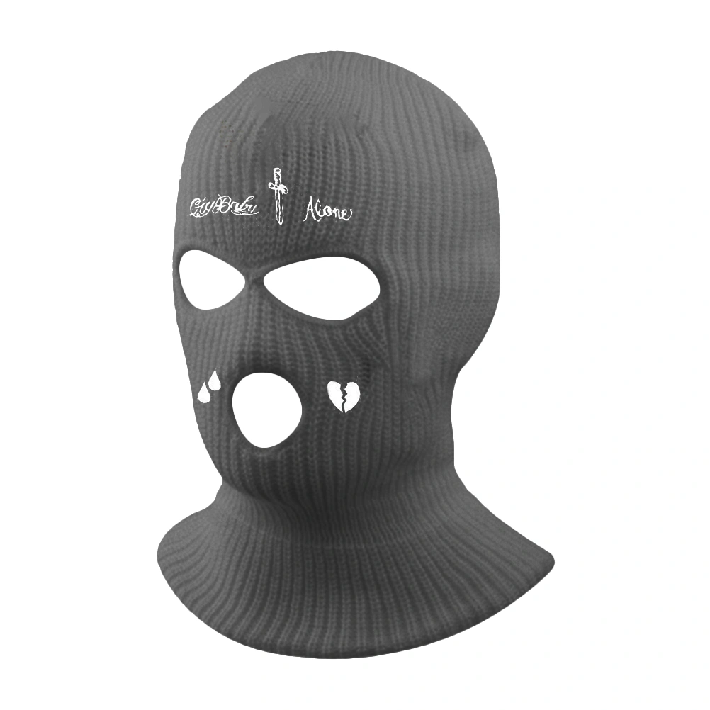 3 Holes Balaclava Knitted Face Cover Autumn Winter Breathable Warm Ski Face Cover for Men Women Outdoor Cycling Skiing Running