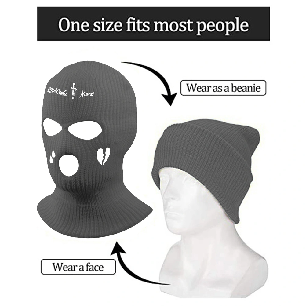 3 Holes Balaclava Knitted Face Cover Autumn Winter Breathable Warm Ski Face Cover for Men Women Outdoor Cycling Skiing Running