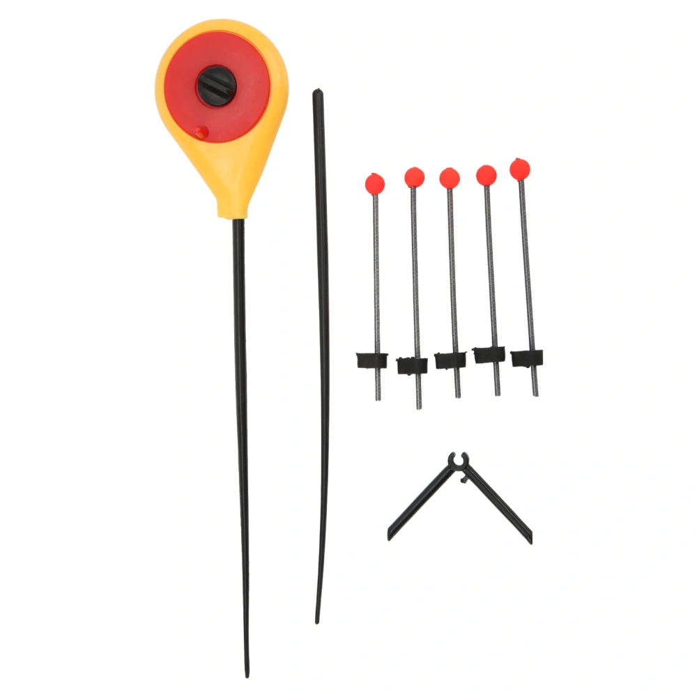 Portable Winter Outdoor Yellow Mini Ice Fishing Rod with 5PCS Red Ball Spring Rod Top TipS