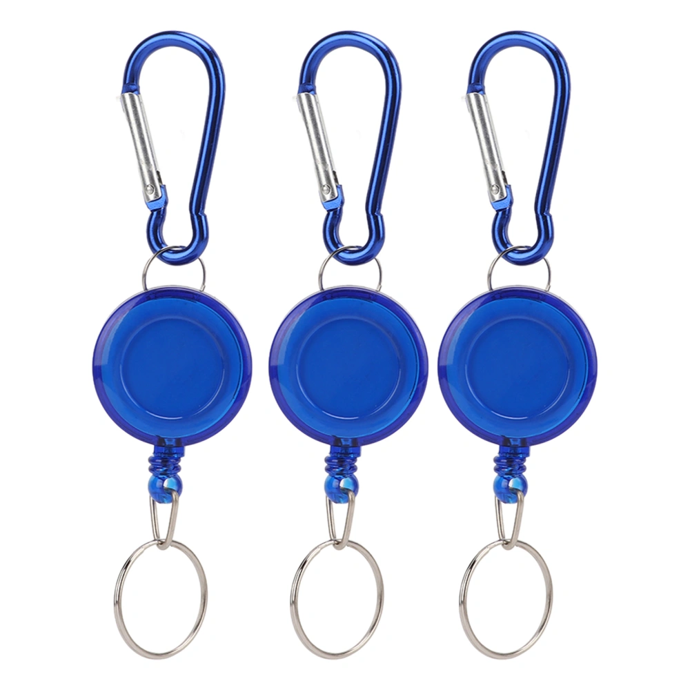 3PCS Nylon Rope Telescopic Burglar Tool Mini Anti Lost Retractable Pull Keychain BuckleBlue