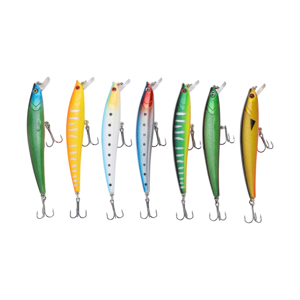 7Pcs Fishing Bait Kit Floating Minnow Simulation Fishing Lure Tackle 11g Per Bait for Freshwater Long Shot