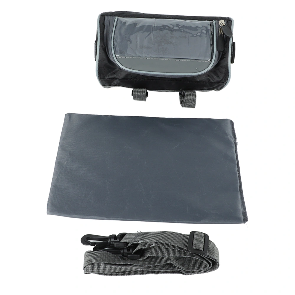 Waterproof Bicycle Handlebar Bag Cycling Front Storage Bag with Detachable Shoulder Strap for Mobile Phone NavigationBlack