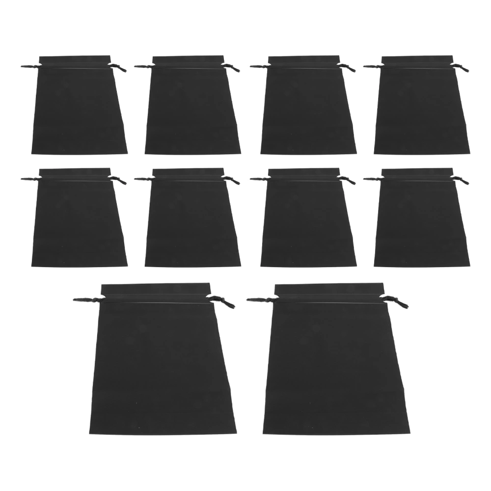 BuyWeek 10pcs Storage Bag Foldable Waterproof Washable Reliable Durable Drawstring Design Pouch for School TravelBlack