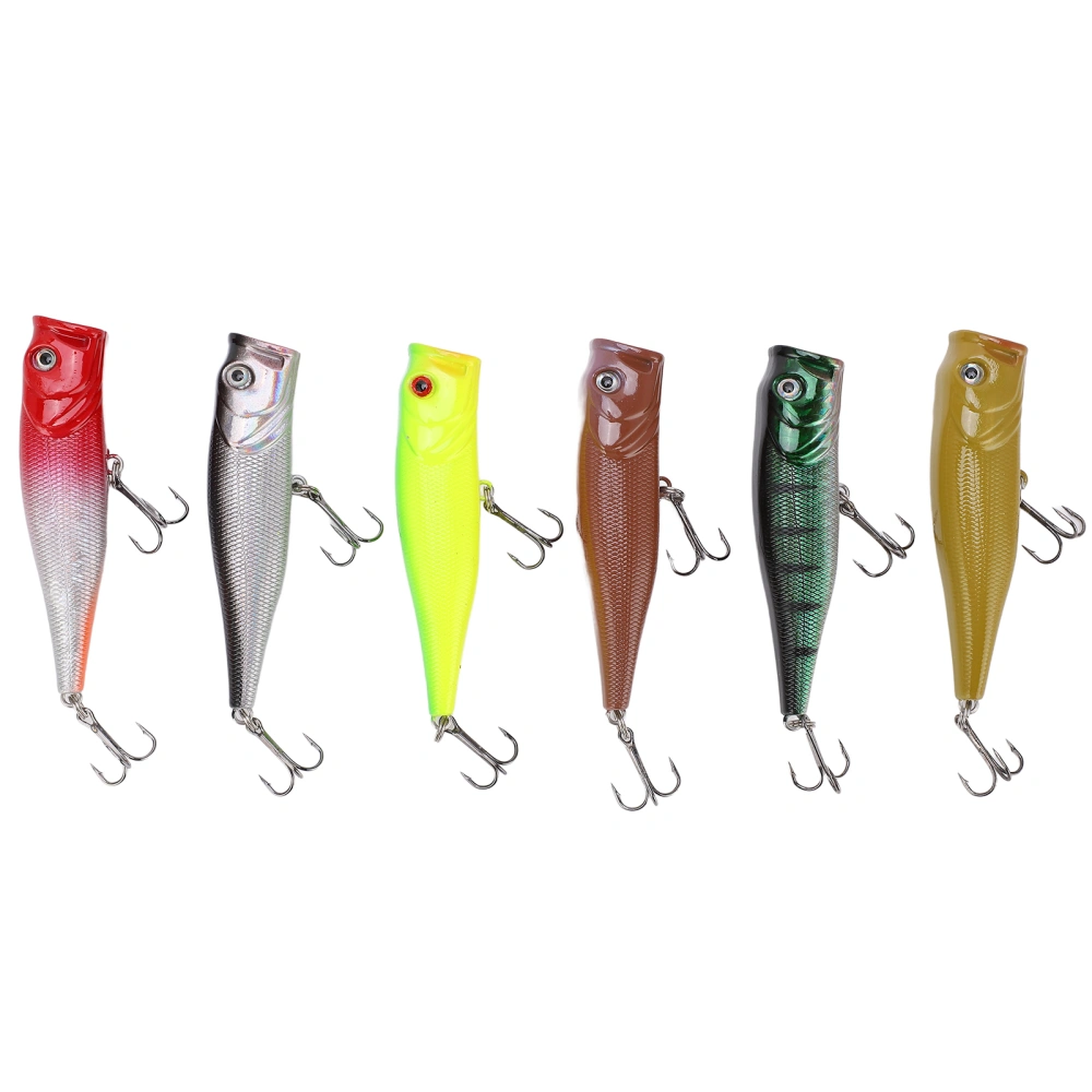 6 Pcs Simulation Popper Fishing Lure Plastic Fishing Bait for Saltwater Freshwater 6 Colors 8.5cm 13.4g