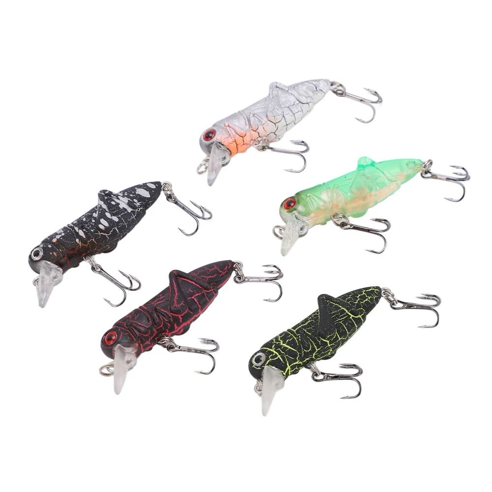 5PCS Insect Grasshopper Minnow Hard Baits 5.5cm/3.3g Artificial Swimbaits Fishing Tackle