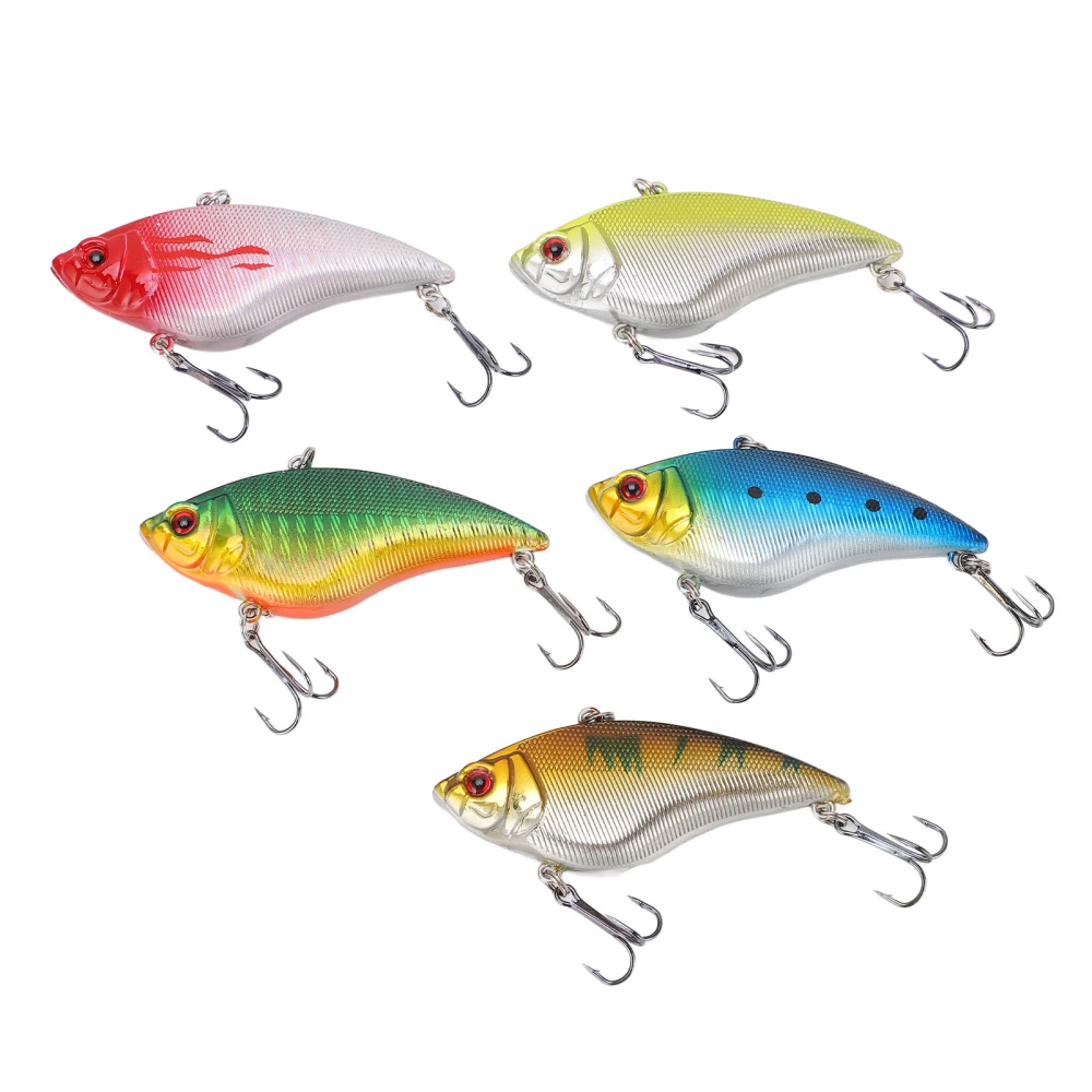 5pcs 7cm/16g Fishing Lures Hard Bait VIB Fishing Lure Baits 3D Eyes Lifelike Swimbaits for Freshwater Saltwater Bass Trout