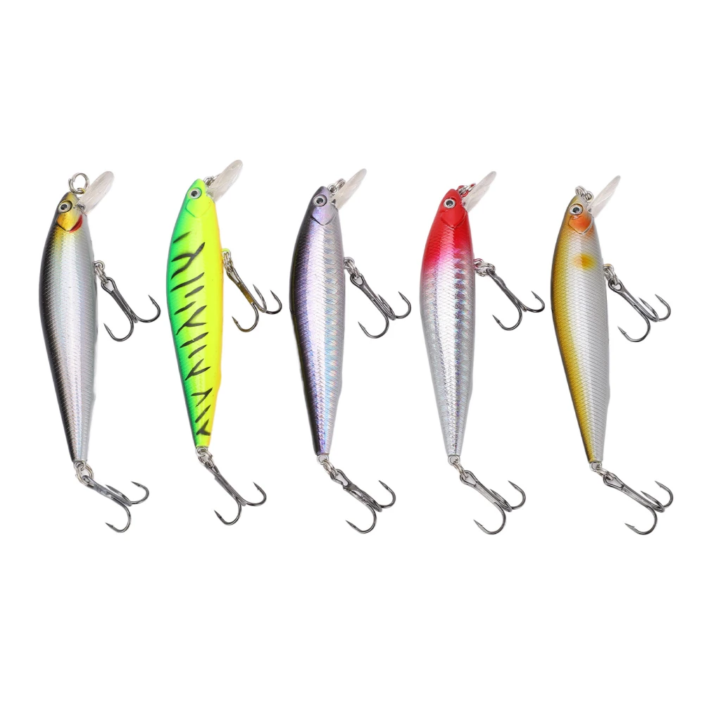 5pcs Minnow Fishing Lure Floating Artificial Hard Bait Long Throw Lures with Steel Ball