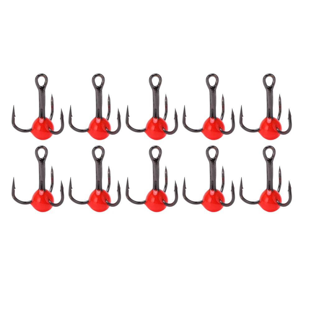 10pcs/set Winter Ice Fishing Three Anchor Hook Corrosion Resistance Lure Color Drill HookRed