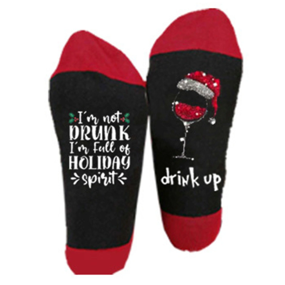 Christmas Letters Printed Socks Unisex Novelty Casual Crew Socks Xmas Gifts for Women Men