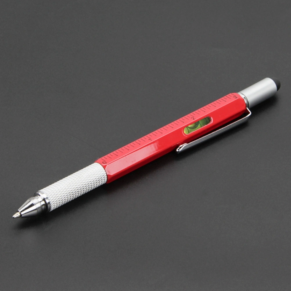 6 in 1 Multitool Pen Set Metal Screwdriver Ballpoint Pen with Ruler Ballpoint Pen Stylus Pen Level Flat Head Cross Screwdriver Capacitive Pen Gift for Family and Friends