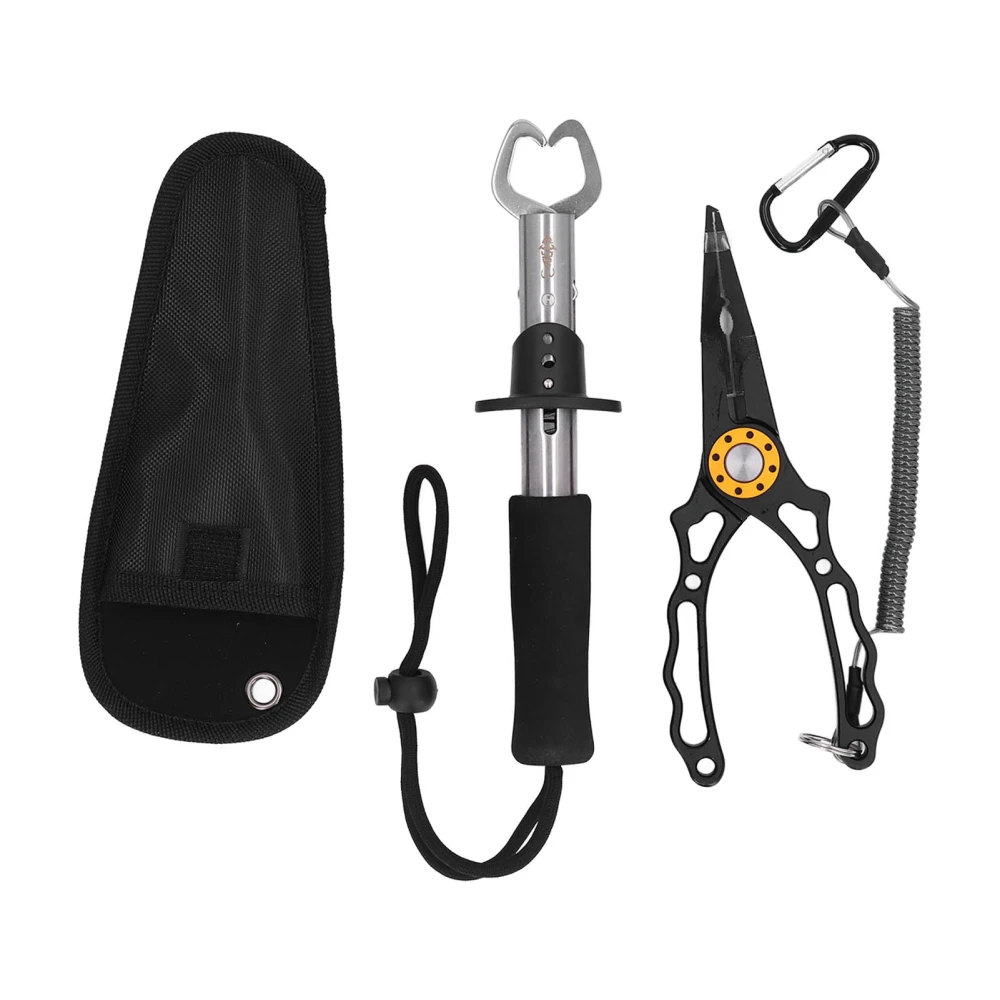 Mini Multifunctional Fishing Lip Gripper Stainless Steel Fishing Grip Pincers Lure Pliers Scissor Tackles with Lanyard