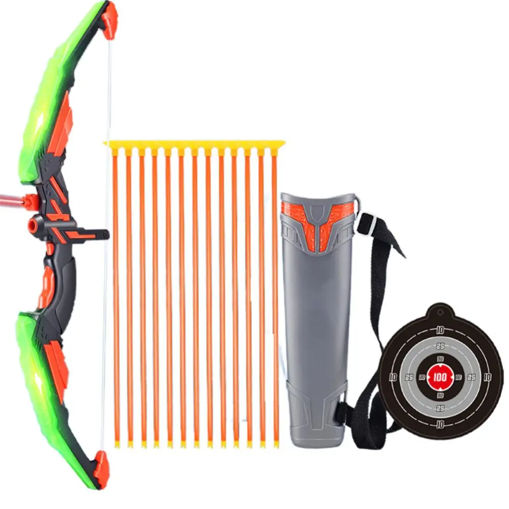 BuyWeek Bow and Arrow Set for Kids Light Up Archery Toy Set with Suction Cup Arrows Bow Quiver Aim Board for Boys Girls Indoor Outdoor Games Gift