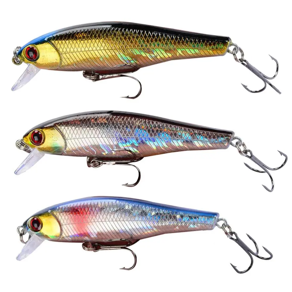 3 Pcs Fishing Lures 3D Printing Hard Bait Crank Baits Sinking Wobbler Treble Hooks Fishing Lures 8.5cm 9.2g