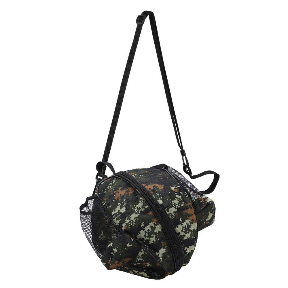 Round Mesh Basketball Bags Oxford Cloth Football Storage Pouch for Indoor Exercise SportGreen Digital Camouflage