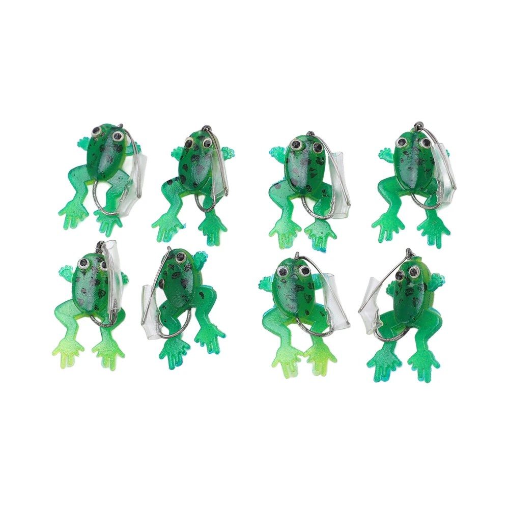 8Pcs Fishing Soft Lures Jump Frog Shape Small Top Water Floating Bait for Freshwater Saltwater Fishing