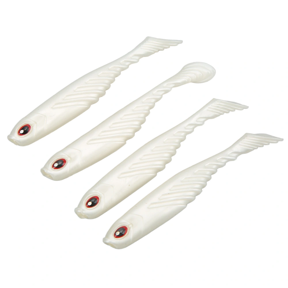 4Pcs Soft Bait T Tail Lure AR48 Swimbait 75mm 3.2g Aritificial Tackle for Fisherman Seawater Freshwater FishingPearl White