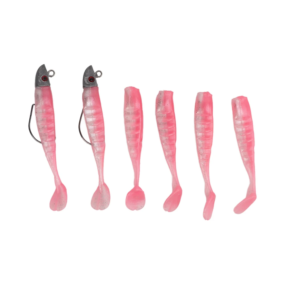 BuyWeek 2 Box Soft Fishing Lure Swimbait Simulation Silicone Soft Artificial Fishing Bait for Saltwater FreshwaterPink