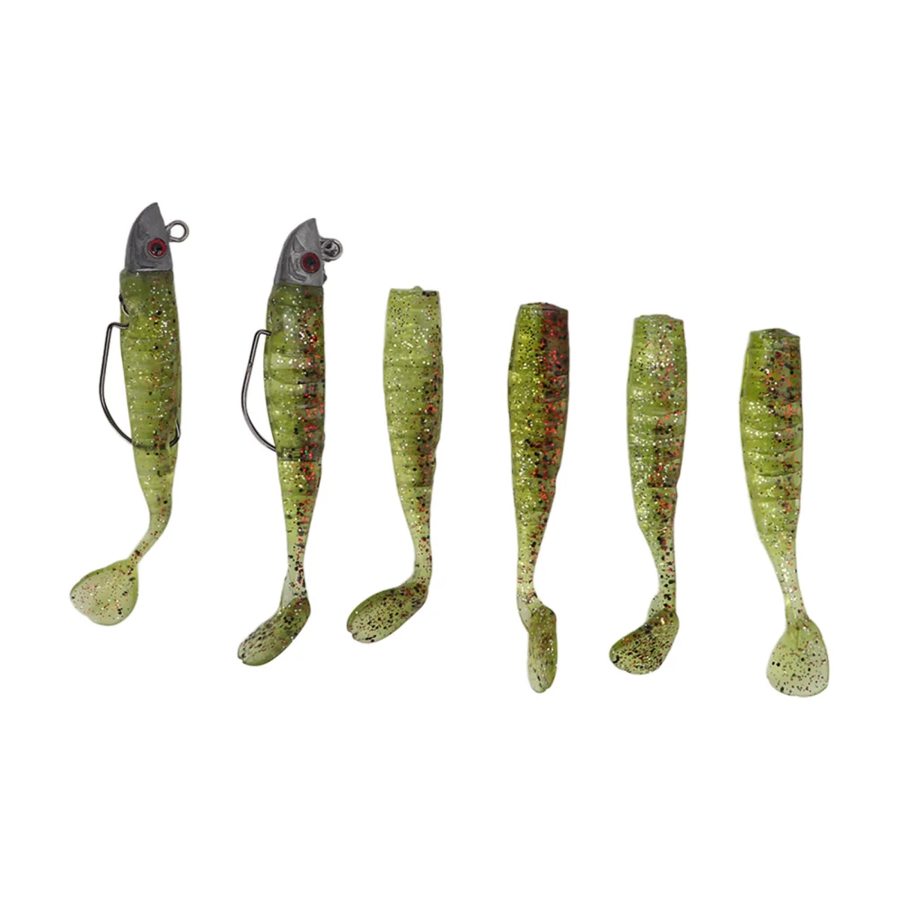 6Pcs Fishing Bait Soft Premium Durable Silicone Eco Friendly 3D Eyes Lifelike Motion Fishing LuresYellow