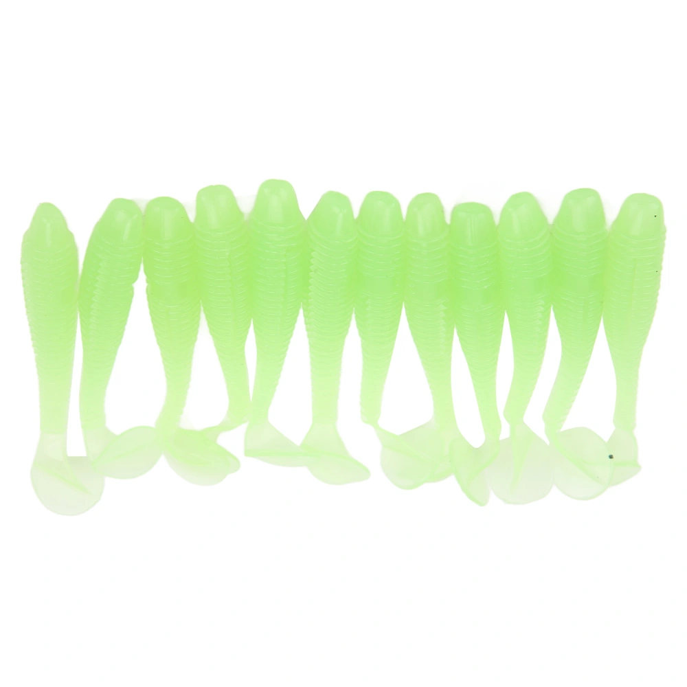 12pcs 70mm/2.9g T Tail Soft Bait PVC Paddle Tail Artificial Soft Worm Bait Fishing LureLuminous