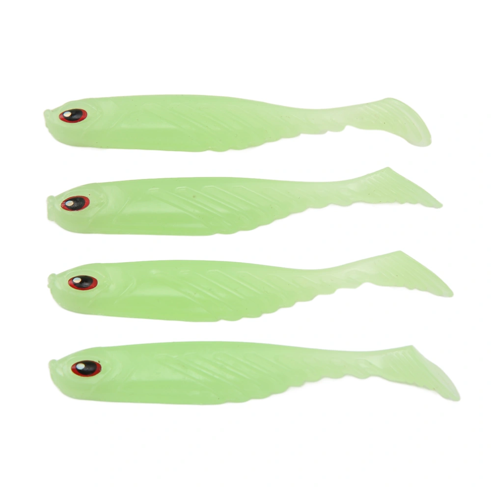 4PCS AR48 75mm/3.2g T Tail Soft PVC Bait Double Colors Jigging Wobblers Aritificial LureLuminous