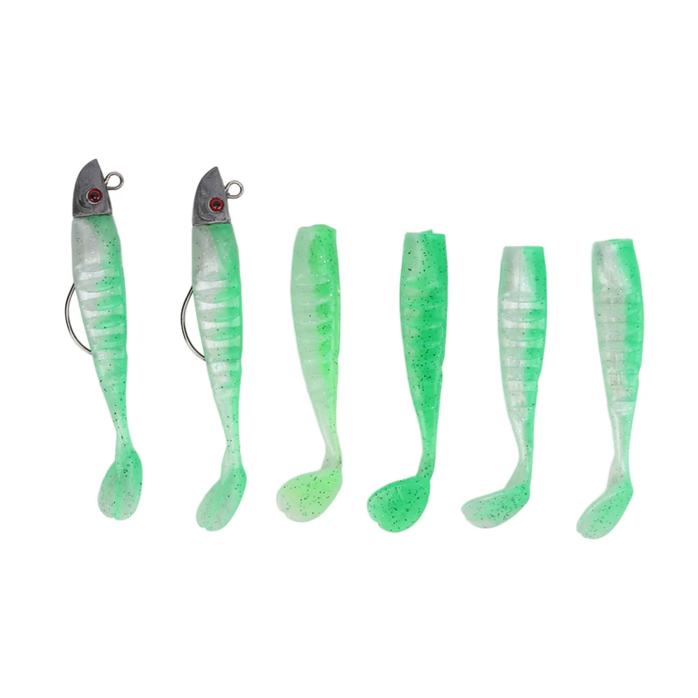 2 Box Soft Fishing Lure Swimbait Simulation Silicone Soft Artificial Fishing Bait for Saltwater FreshwaterPea Green