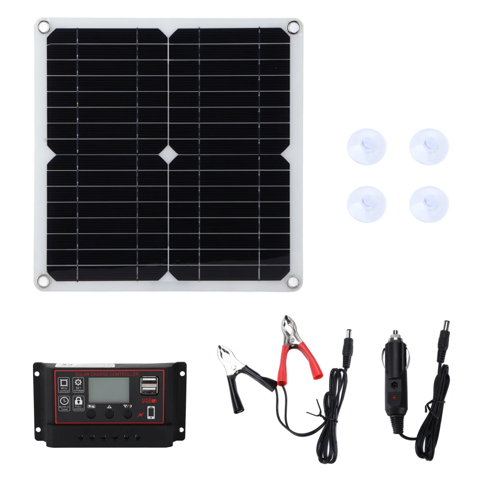 15W Solar Panel Kit Dual USB DC Output 100A Controller Solar Cells for Car Boat BatteryController Black