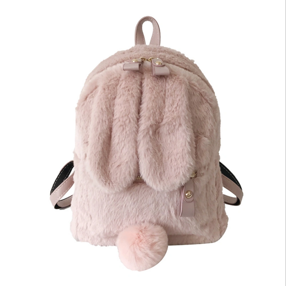 Women Bunny Backpack Plush Mini Fluffy Rabbit Ear Backpack Fuzzy Bunny Satchel Casual Daypack for Girls