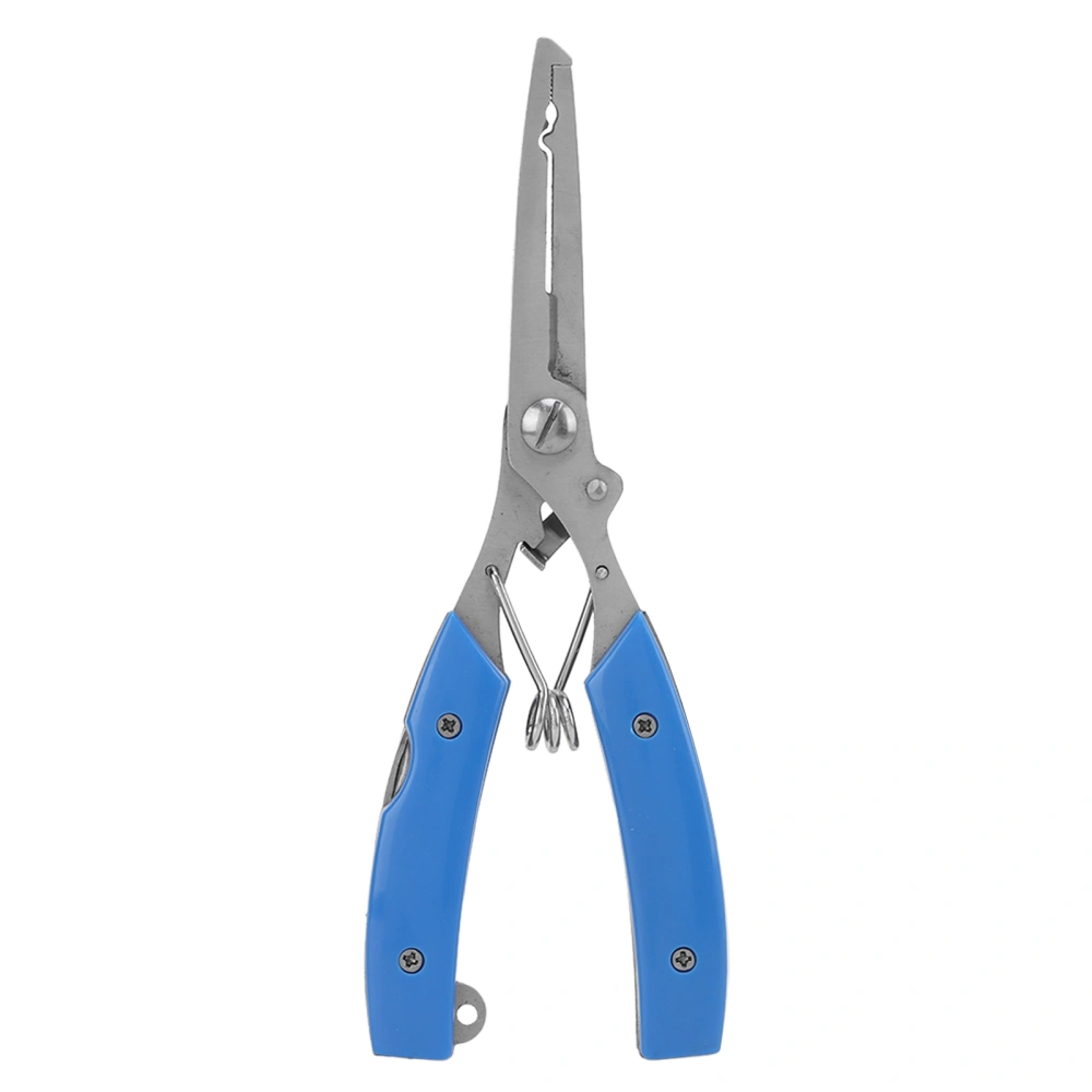 Fishing Pliers Multifunctional Stainless Steel Fishing Scissors with 2 Blades Braid Line Cutters Hook RemoverBlue