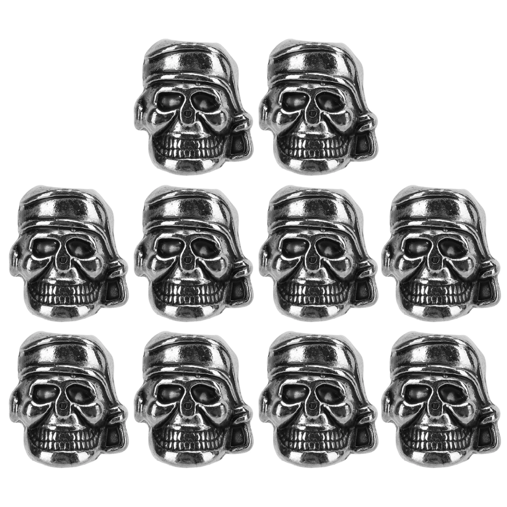 10Pcs Paracord Beads Metal Skull Pendant Buckle 4.5mm Hole for Knife Lanyards DIY Tool