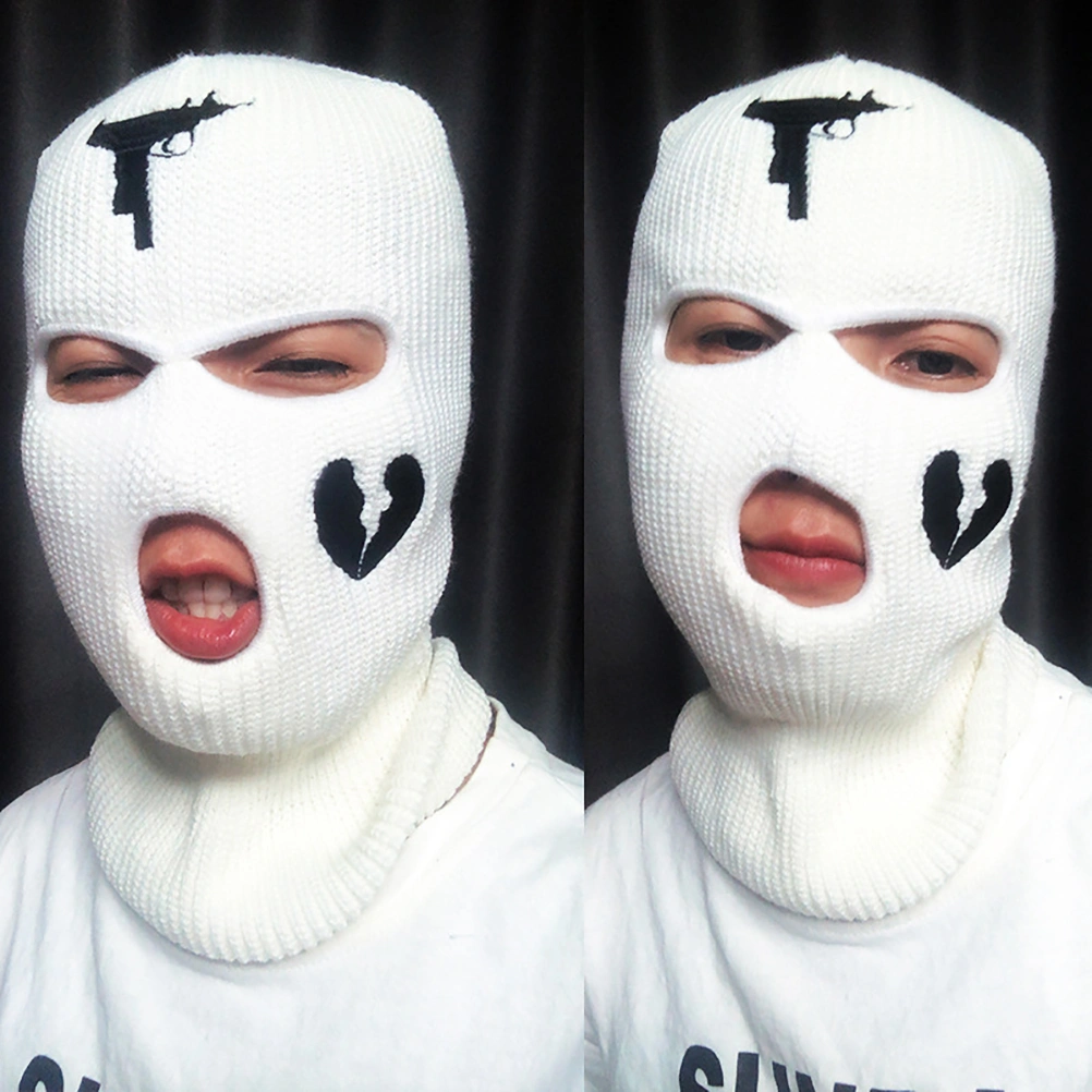 BuyWeek 3 Hole Balaclava Knitted Face Cover Cold Weather Windproof Breathable Ski Face Cover for Men Women Cycling Running