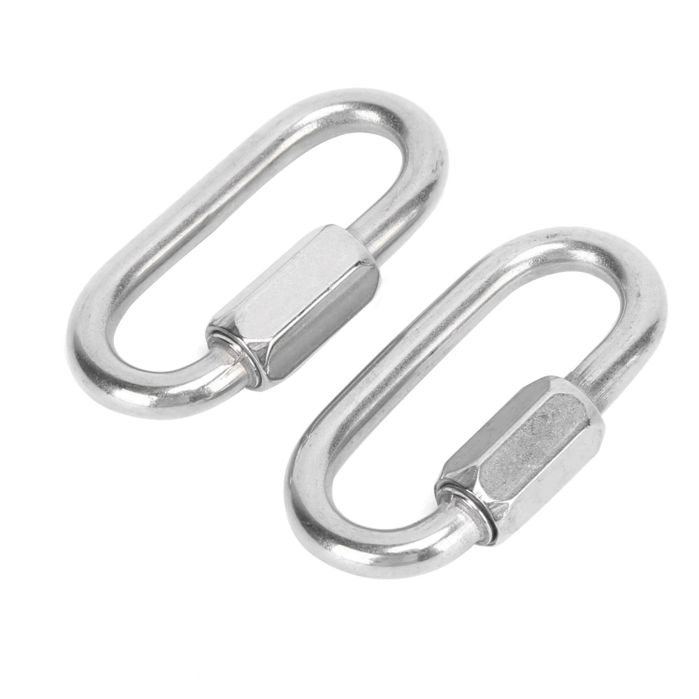 BuyWeek 2PCS Quick Link Stainless Steel DShape Locking Carabiner with Hex Screw for Climbing(6mm )