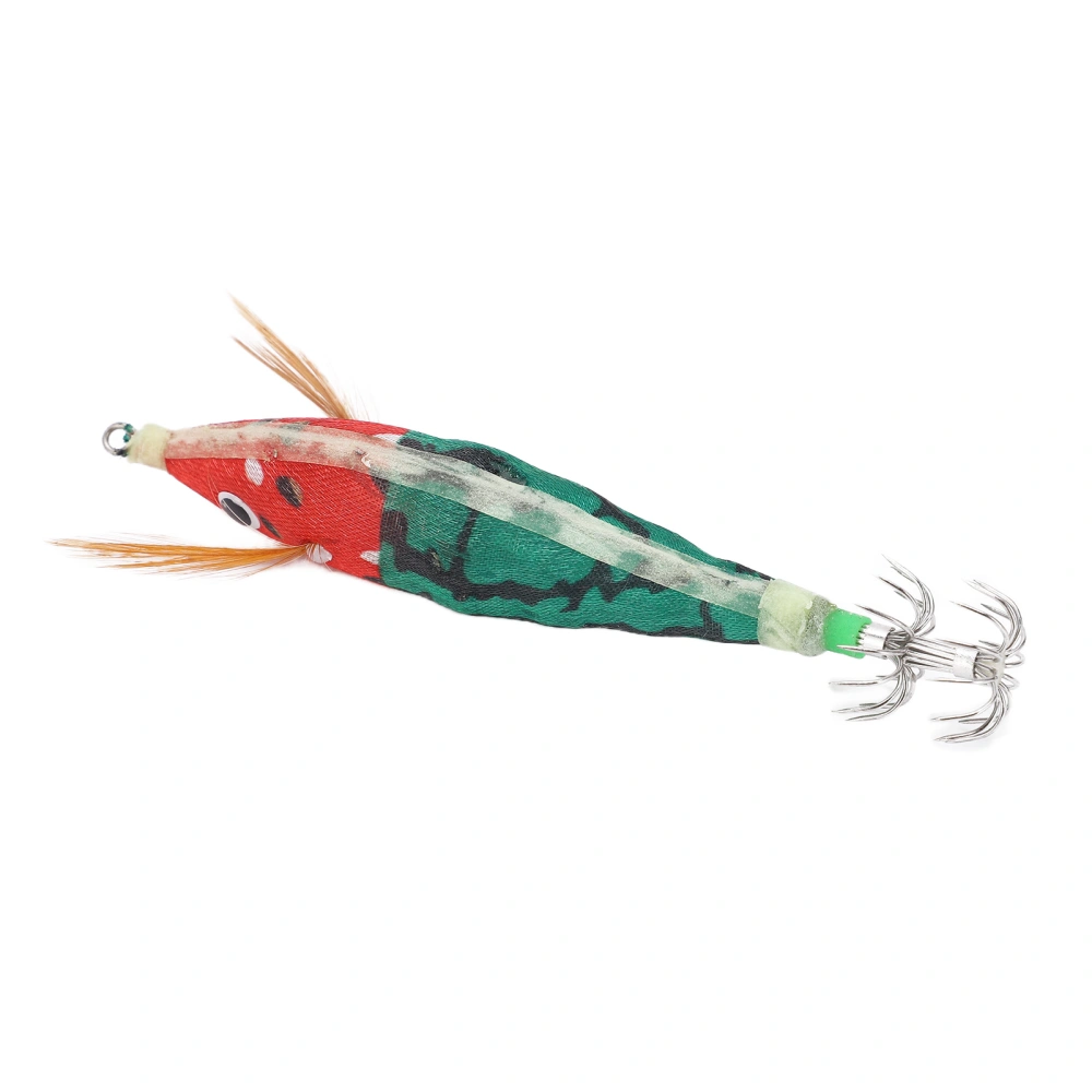 BuyWeek Fishing Squid Jigs Bait Squid Jig Hook Hard Fishing Lure with Luminous Effect for Ocean Boat River Pond FishingRed Head Dark Green Body