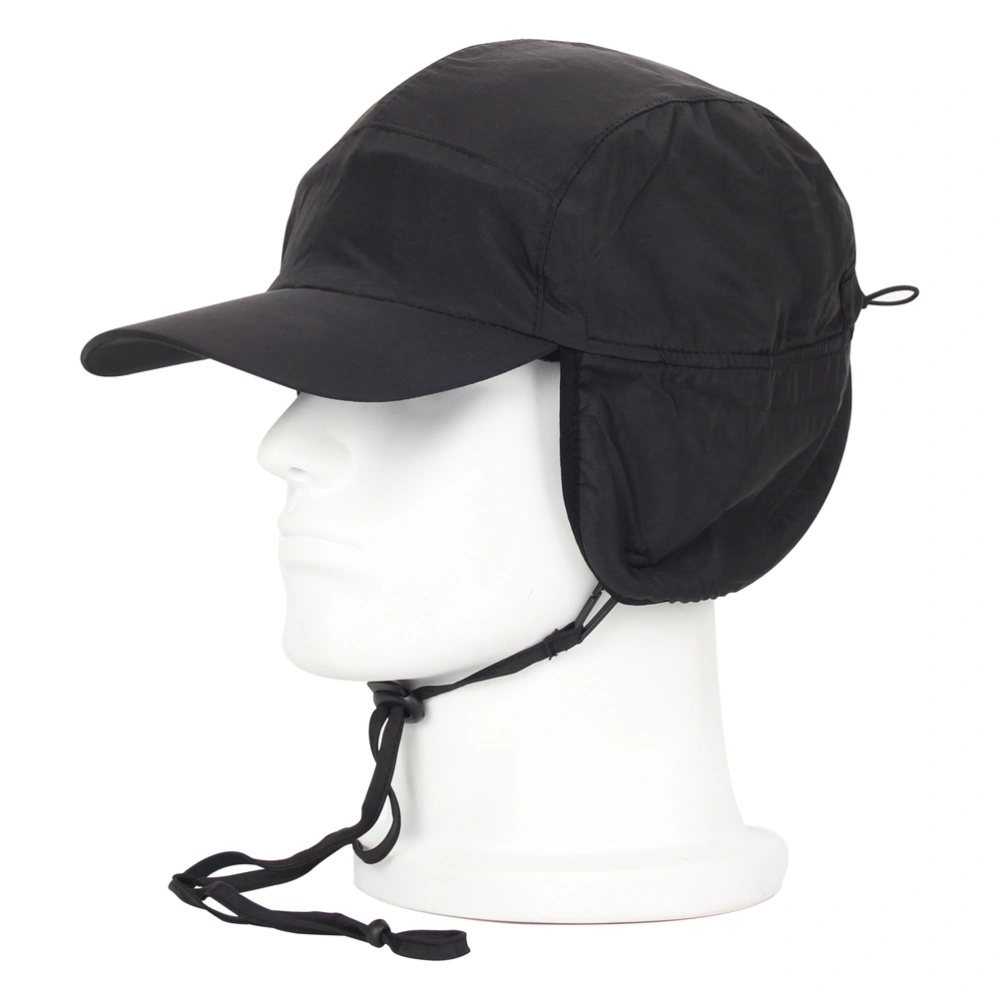 Men's Winter Hat Waterproof Fleece Warm Earflaps Hat with Windproof Rope Adjustable Baseball