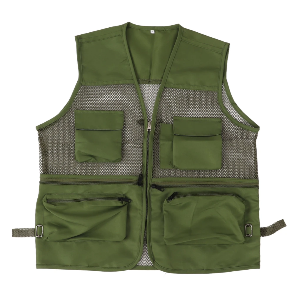 Military Vest Durable Breathable Multi Pocket Mesh Fishing Vest for Outdoor ActivitiesXXL Military Green