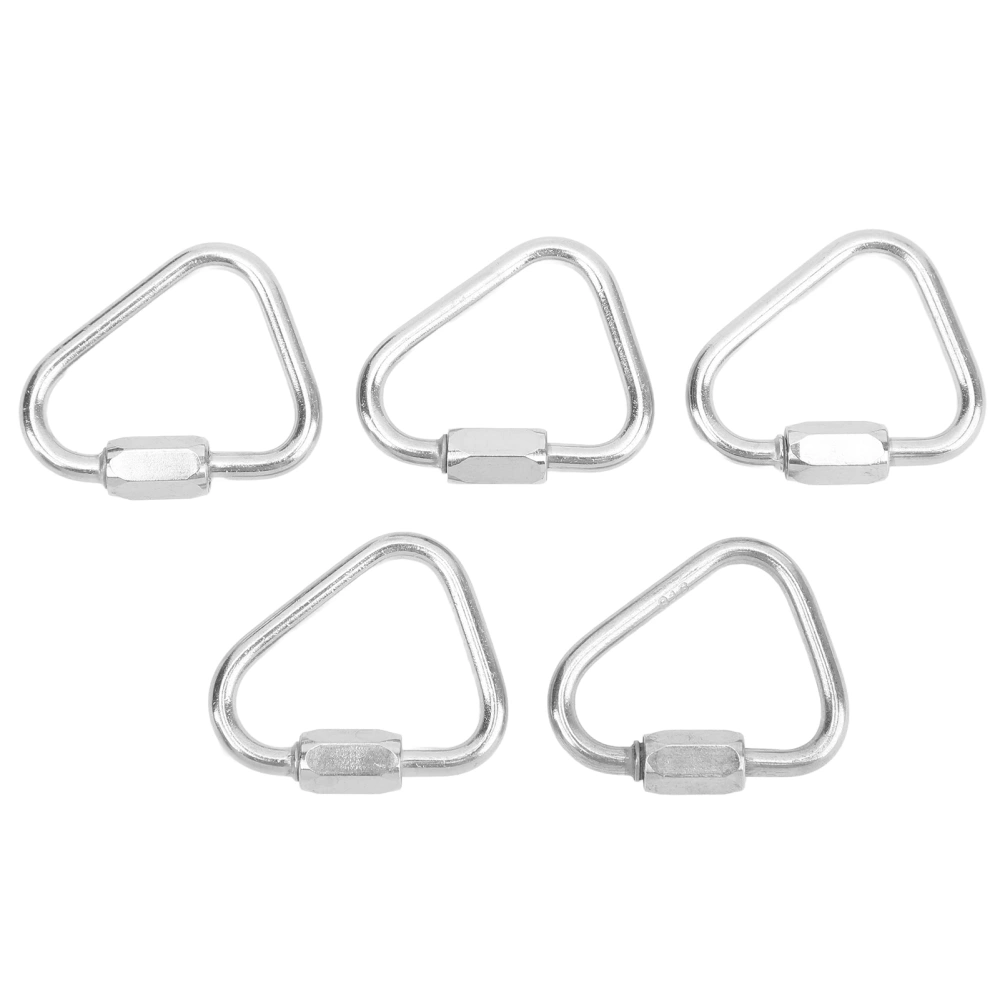 5pcs Triangle Locking Carabiner Stainless Steel Portable Easy to Carry Carabiner for Camping HikingDiameter 3.5mm