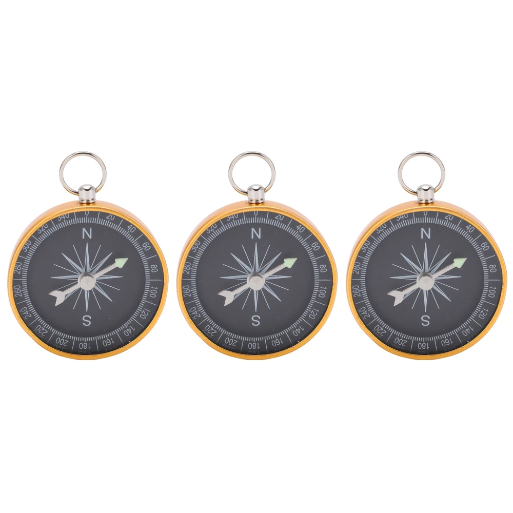 BuyWeek 3Pcs Orienteering Compass Aluminum Alloy Keychain Compass for Hiking Hunting Motoring