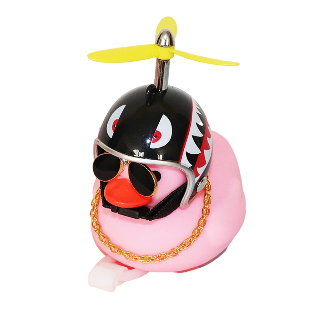 Pink Duck Car Ornaments Car Dashboard Decorations Cool Glasses Duck with Propeller Helmet Gold Chain