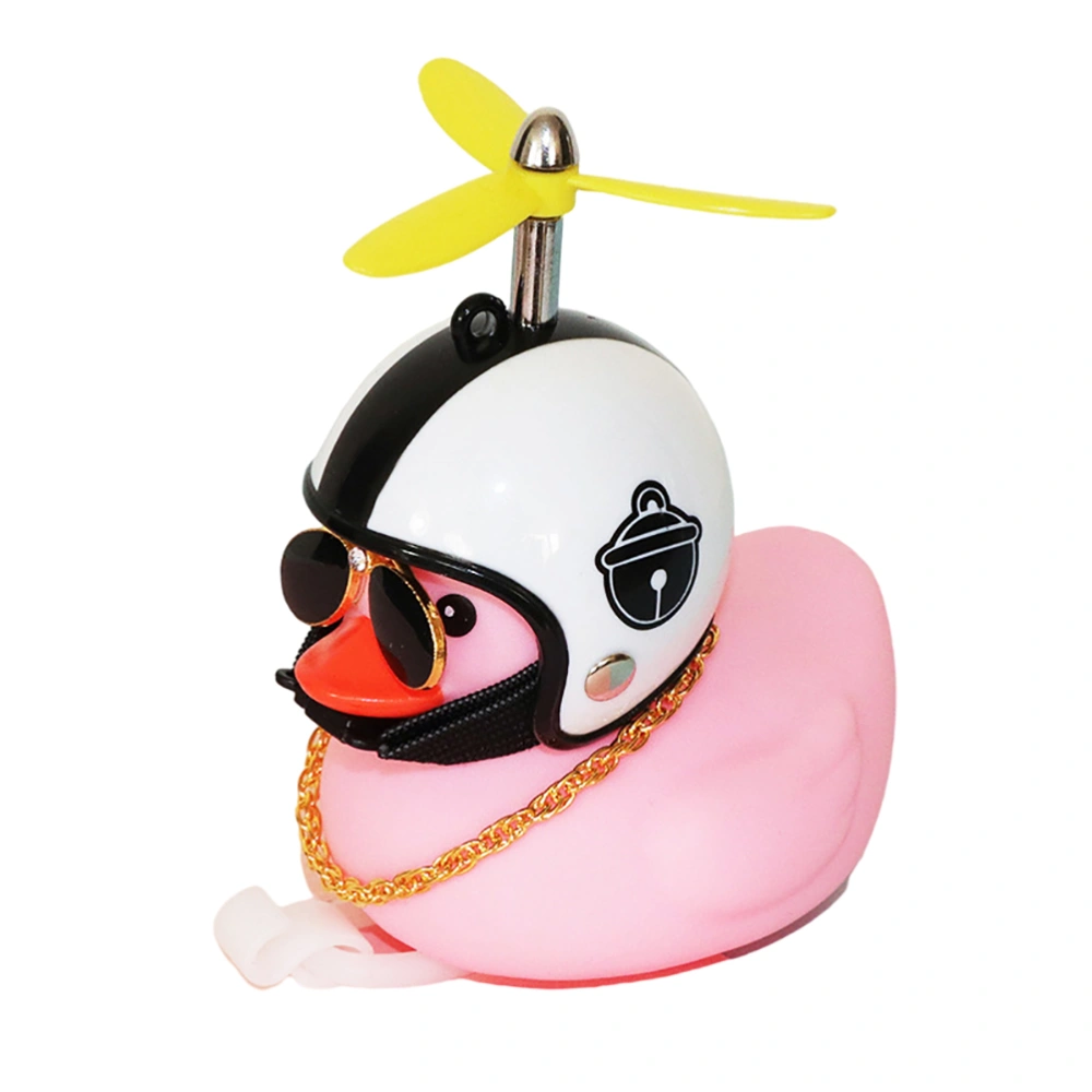 Pink Duck Car Ornaments Car Dashboard Decorations Cool Glasses Duck with Propeller Helmet Gold Chain