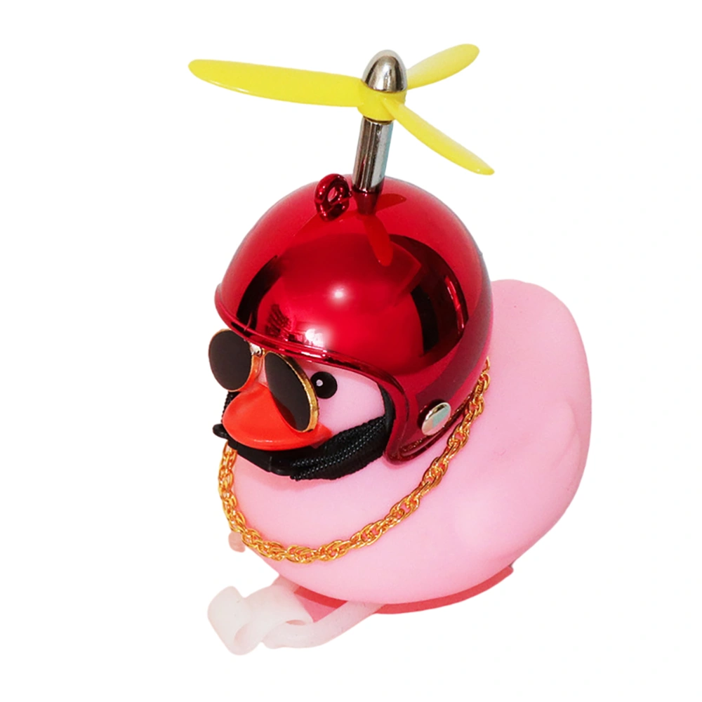 Pink Duck Car Ornaments Car Dashboard Decorations Cool Glasses Duck with Propeller Helmet Gold Chain