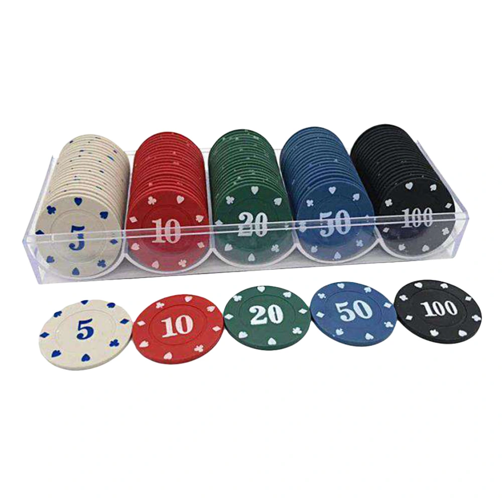 100Pcs Counting Game Chips Plastic Poker Chips Markers with Box for Math Practice Poker Chips Game